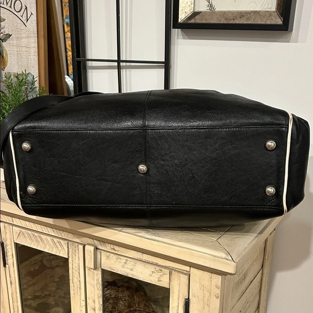 Latico Black Leather Duffel Bag